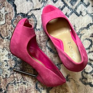 US6/EU36 Aldo Suede Real Leather Pink Peep-Toe Barbie Heels